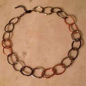 Copper and Silver Oval Link Necklace